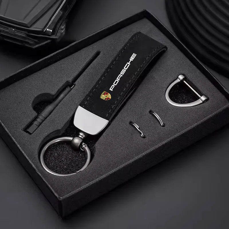 Porsche Suede Leather Keychain