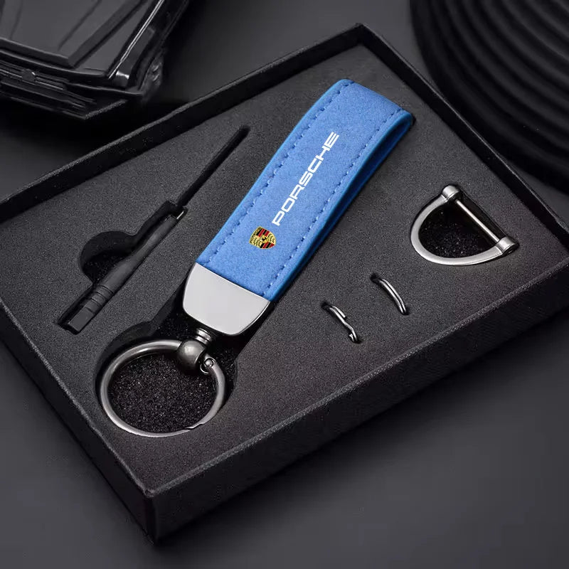 Porsche Suede Leather Keychain