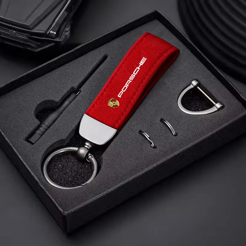 Porsche Suede Leather Keychain