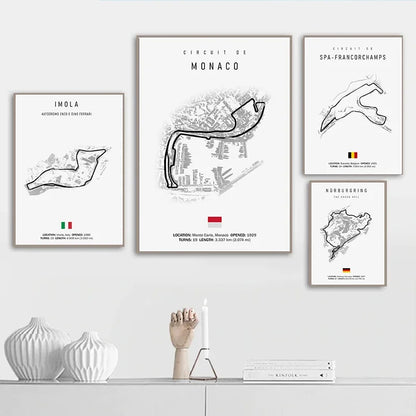 Decorative F1 Circuit Display Poster White 21x30cm