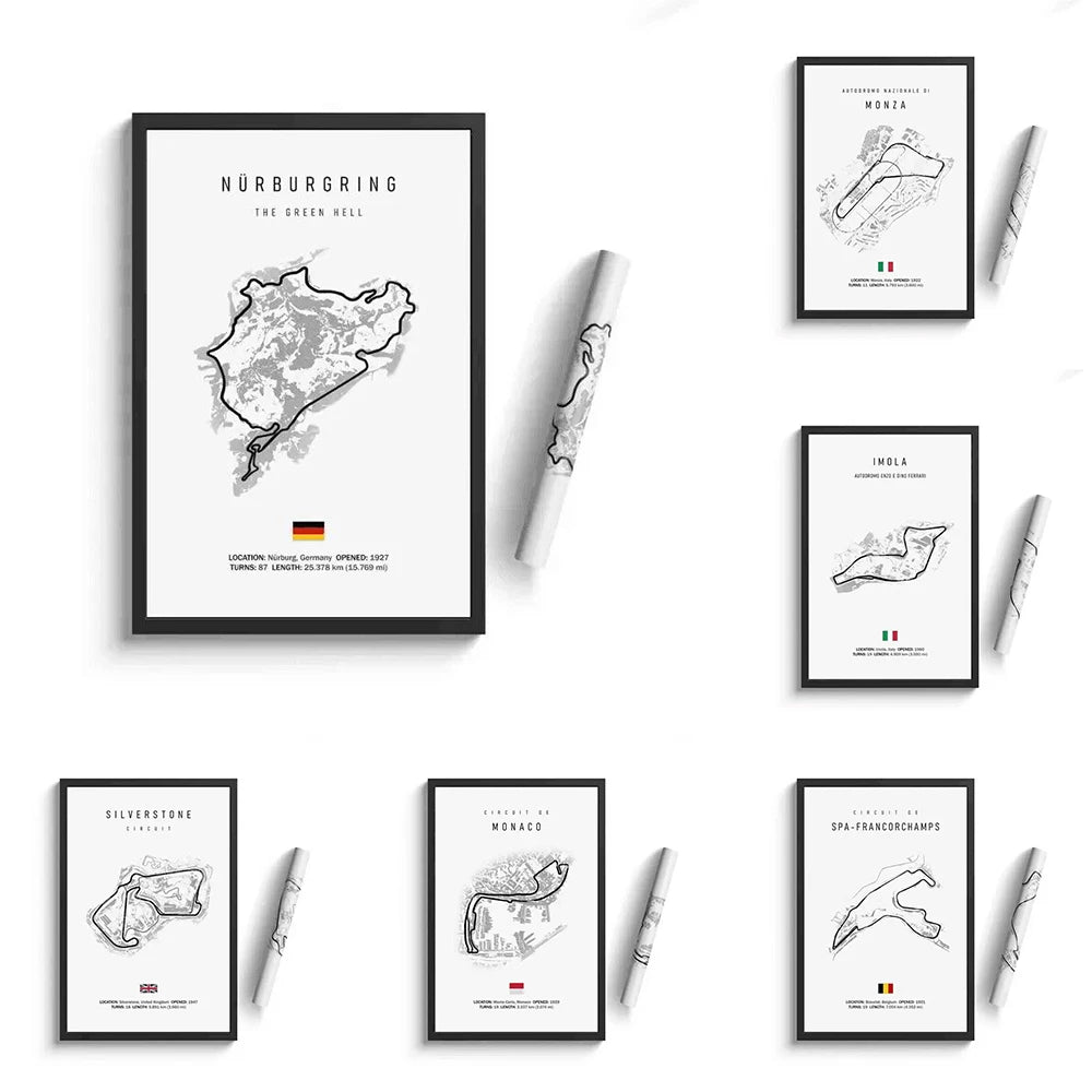 Decorative F1 Circuit Display Poster White 21x30cm