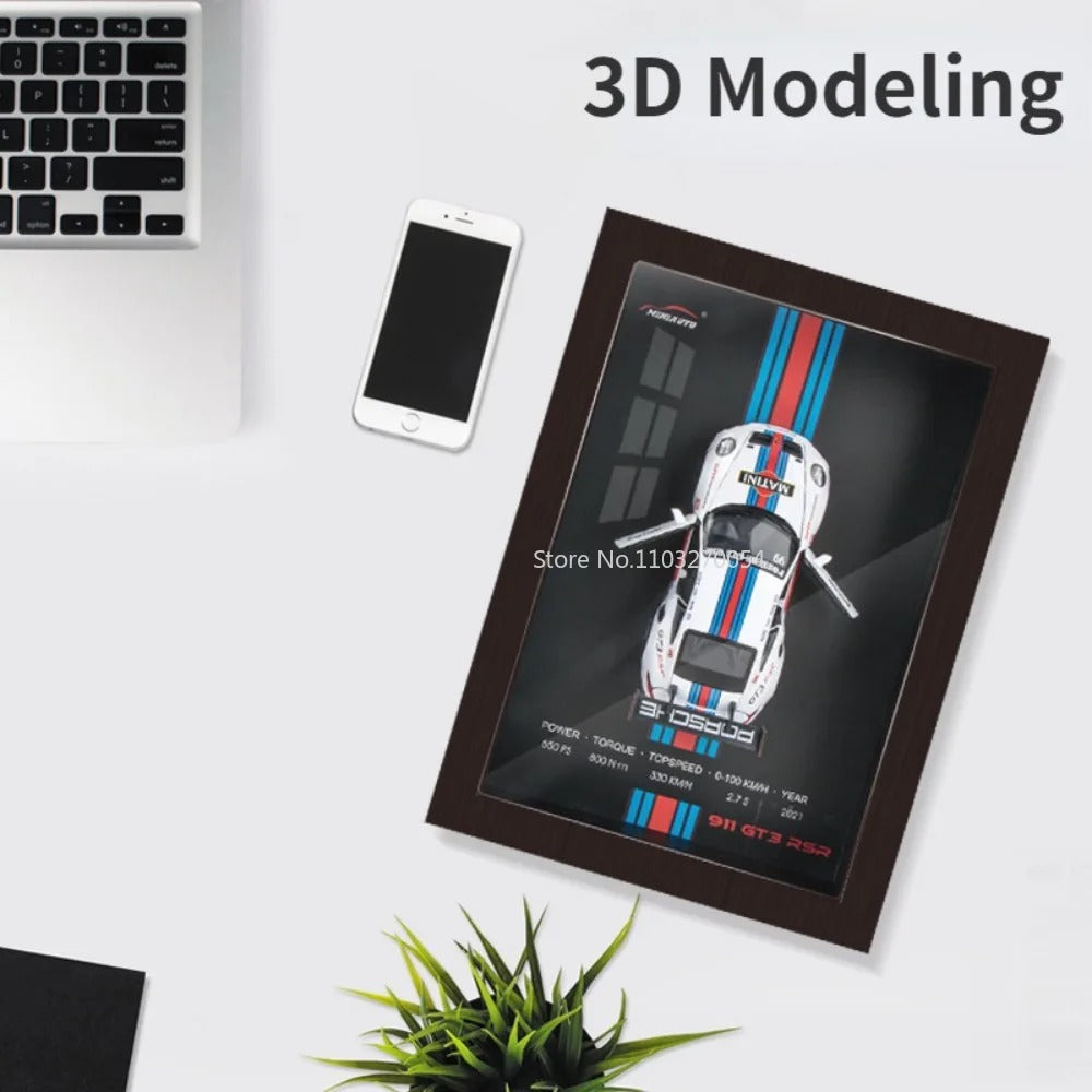 Framed 3D Alloy Supercar Models 32cm